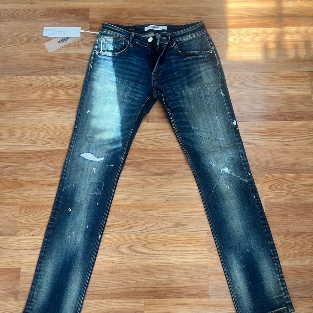 Cult of Individuality X Hvman Dark Blue Distressed Skinny Jeans